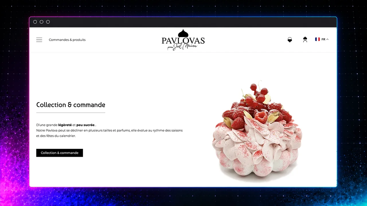 Création du site e-commerce Pavlovas Joël Maier, pâtisserie haut de gamme à Lyon, par WPOP