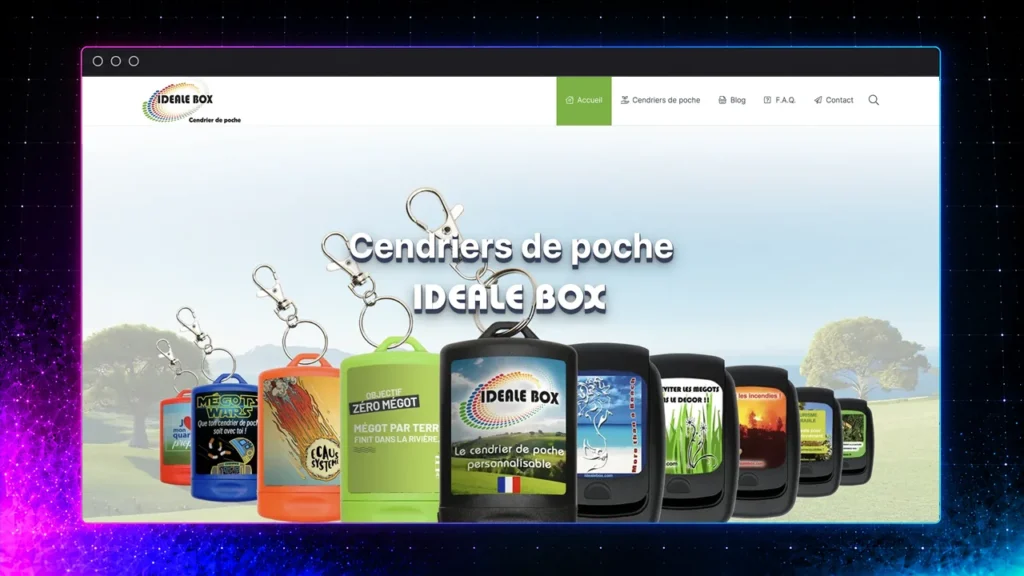 Création du site vitrine Idéale Box, cendriers de poche éco-responsables, par WPOP