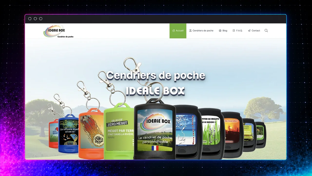 Création du site vitrine Idéale Box, cendriers de poche éco-responsables, par WPOP