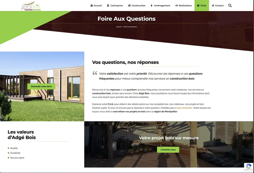 Création de votre site Internet vitrine sur mesure : optimisation de la page Foire Aux Question, ou F.A.Q., de votre site Web vitrine